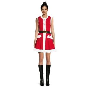 No Boundaries Juniors Santa Dress with Hood